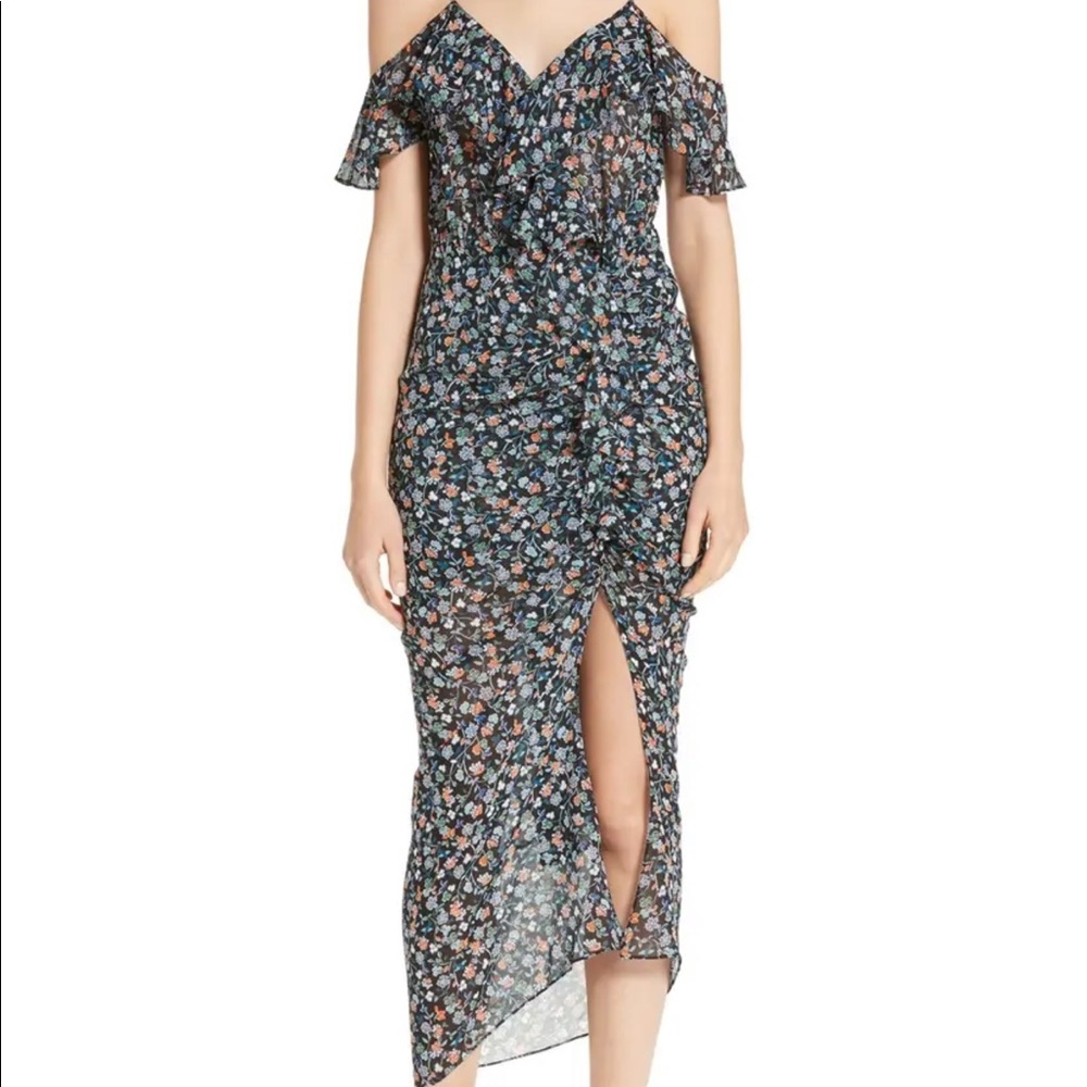 Veronica Beard Marilyn Cold Shoulder Silk Dress